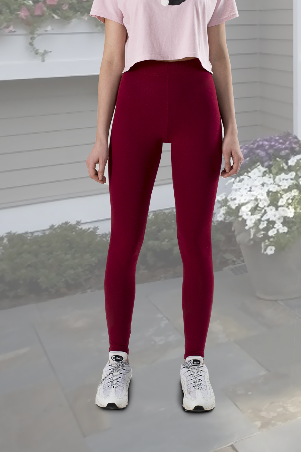 Фото товара 15884, бордовые хлопковые легинсы