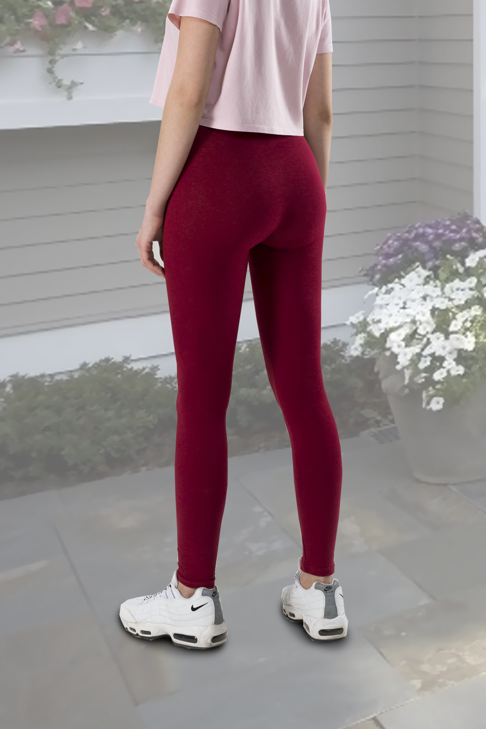 Фото товара 15885, бордовые хлопковые легинсы